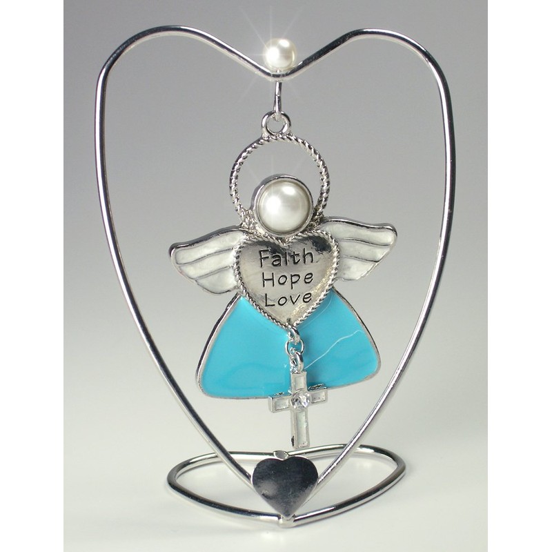 BANBERRY DESIGNS Faith Hope Love Hanging Ornament Angel with Cross