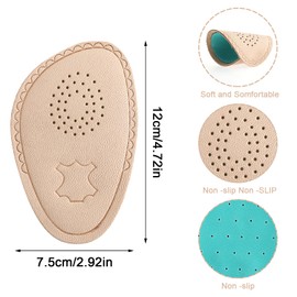 Sibba Metatarsal Pads for Women, Lambskin Faux Leather High Heel Pad Ball of Foot Cushions Inserts Anti Slip Shoe Insoles Forefoot Pad for Women, 2 Pairs, One Size, Reusable