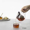 FORLIFE Bola Glass Teapot with Basket Infuser, 25oz./750ml., Black Graphite