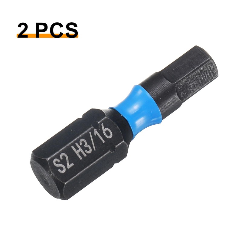 HARFINGTON 2pcs H3/16 SAE Hex Screwdriver Bit 1/4" Hex Shank