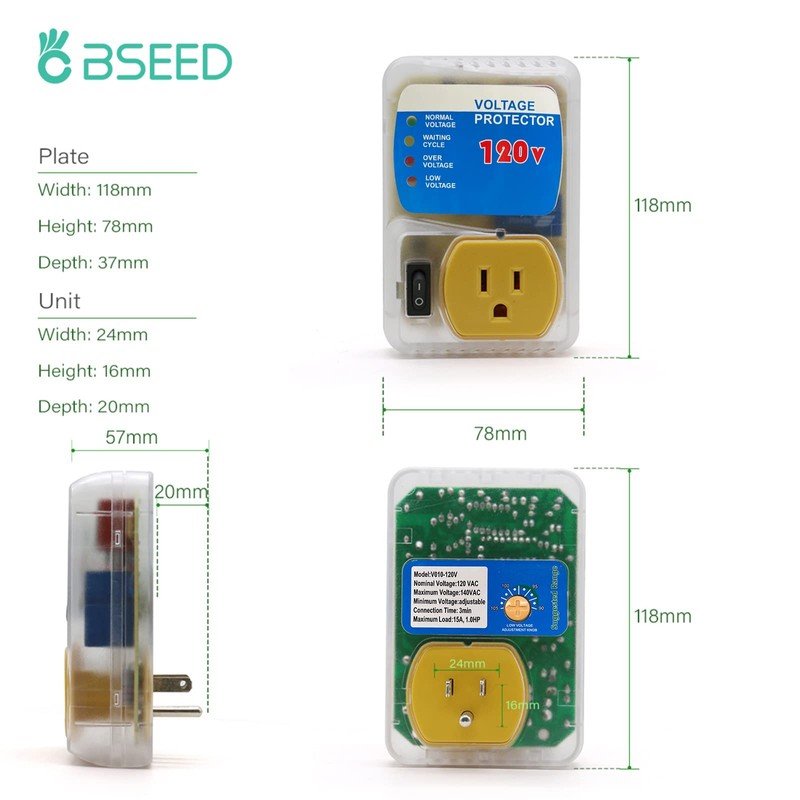 BSEED Protector contra sobretensiones para electrodomésticos, 3 tomas de corriente,