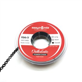 SNAWOP SNAWOP Dental Orthodontic Power Chain Multicolor Spool Elastic Rubber Bands for Teeth Braces (Closed, Black)