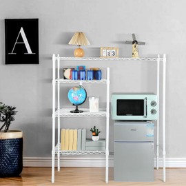 CroBlissful Mini Fridge Shelf, Adjustable Height Mini Fridge and Microwave Stand Over Multi-Purpose Dorm Organizer Storage Shelf for Kitchens, Apartment, Offices, White