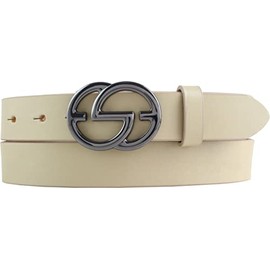 BELTINGER EMIL Women's Belt Made of Full Cowhide Leather, 3 cm, Slim Leather Belt for Women, 30 mm, Black Metallic, Beige, black metallic
