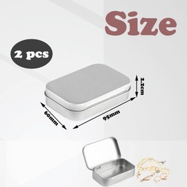 LPMXYW 2 PCS Small Storage Box with Lid Rectangular Small Tin Boxes Metal Box with Lid Small Tin Box for Home Storage Candy Earring Coin Organizer Mini Portable Box(Silvery