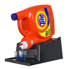 Skywin Organizador de detergente líquido sin derrames y bandeja de goteo para organización de lavandería, con bandeja para recoger jabón (sin correa, negro)