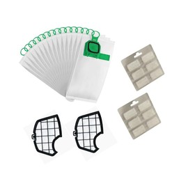 12 Compatible Bags for Folletto VK140/VK150 with 12 Fragrances + 2 Compatible Motor Filters of Excellent Quality