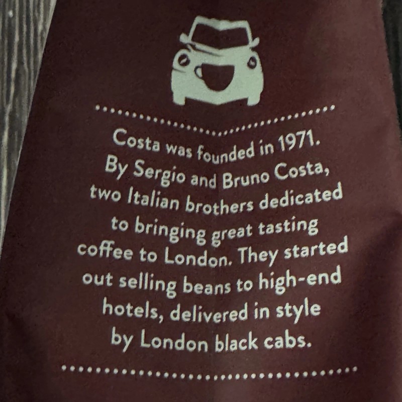 Costa Coffee Ground Dark Roast 12 oz Bold & Chocolately