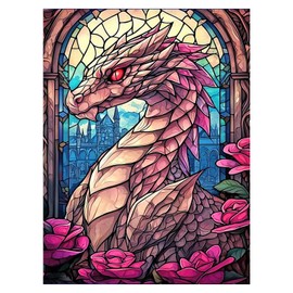 DOTZSO Dragon Diamond Painting Kits for Adults, Easy DIY 5D Round Full Drill Diamond Art kit Diamond Dot Crystal Gem Art and Craft for Beginners Home Wall Decor 12x16 Inches