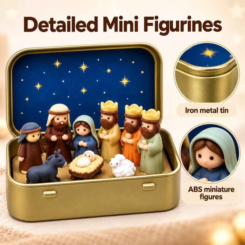 Mini Christmas Nativity Scene Set for Holiday Home Decor –