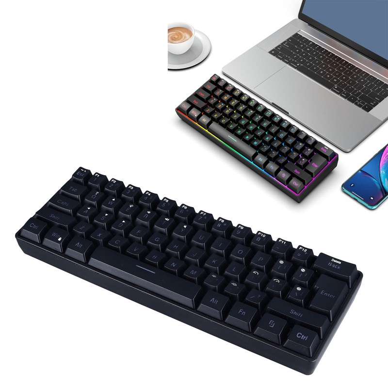 61 Keys Gaming Keyboard 2.4G Bluetooth Wired 3 Modes Keyboard