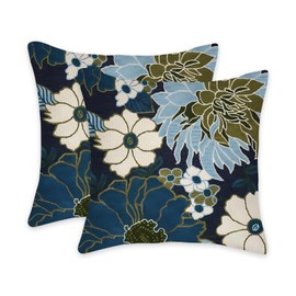 eshabear Pillow Covers 18X18 Inch Decorative Couch Pillow Cases Set of 2 Throw Pillows Home Decor for Living Room Bed Couch Sofa Porch (18x18, Blue and White Decorative Patterns)