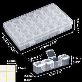 28-Slots Diamond Painting Storage Containers with 5D Diamond Art Painting Tools, 6pcs Diamond Painting Pen, 3pcs Diamond Painting Trays, 10pcs Jelly Glue, Diamond Painting Kits for Adults and Kids