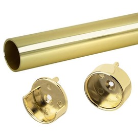 Polished Brass Custom Cut 1-5/16” Diameter Closet Wardrobe Rod | Made-to-Order Hanging Rod for Closets & Storage with End Supports (12 Inches Length)