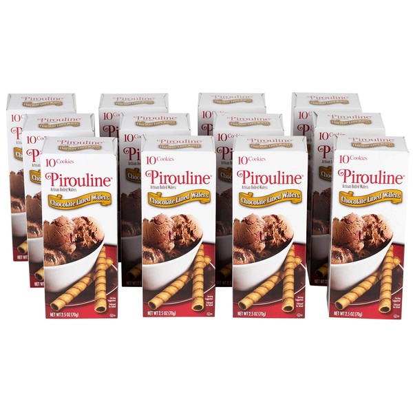 Pirouline Chocolate lined Rolled Wafers, 2.5oz Cartons (Pack of 12)