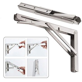CLT 24'' Folding Shelf Brackets Max. Load 550 lb, Heavy Duty Stainless Steel DIY Wall Mounted Shelf Bracket Space Saving for Table Work Bench, Pack of 2
