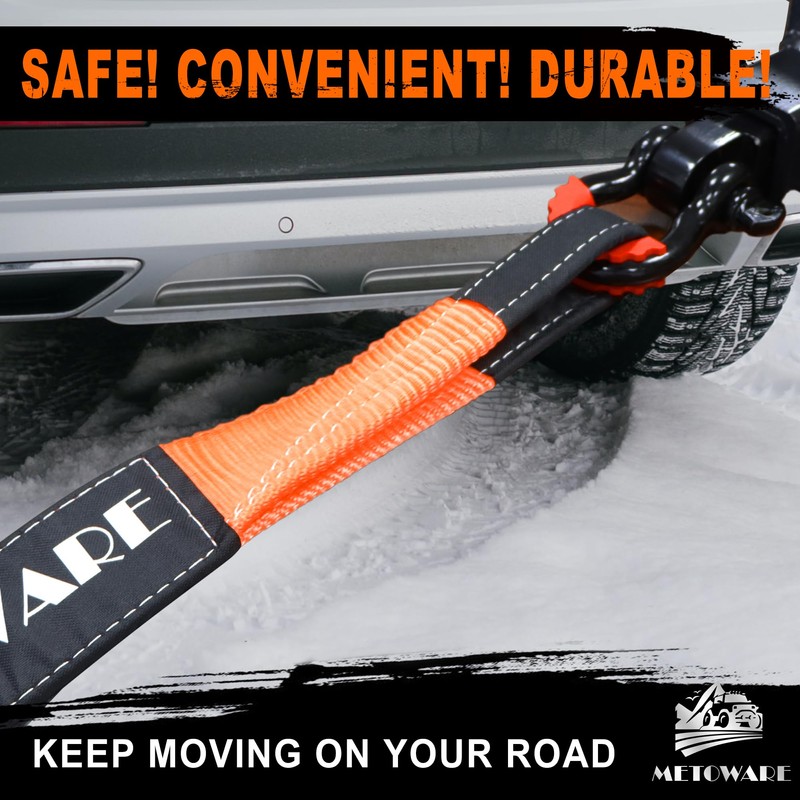 METOWARE Heavy Duty Tow Strap Recovery Kit - 3" x