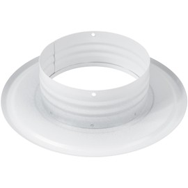 Metal 4” inch Wall Mount Flange, White, Exhaust/Inlet Connector for Flexible or Straight Pipe. Steel Duct Connector Size 4.25”