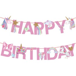 Unicorn Birthday Banner Unicorn Party Supplies Unicorn Birthday Party Banner Unicorn Banner for Baby Shower Kids Unicorn Happy Birthday Theme Decorations