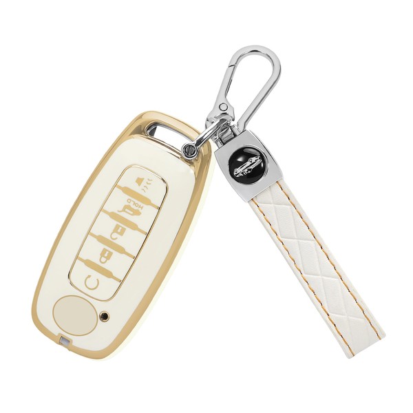 TOMALL for Nissan Key Fob Cover with Keychain 5 Buttons