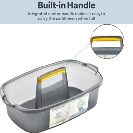 Large Cleaning Caddy with Handle, Cleaning Tool Storage Basket Organizer, Sturdy Pail Bucket Organizer, Household Bucket for Cleaning Supplies - Clear Grey