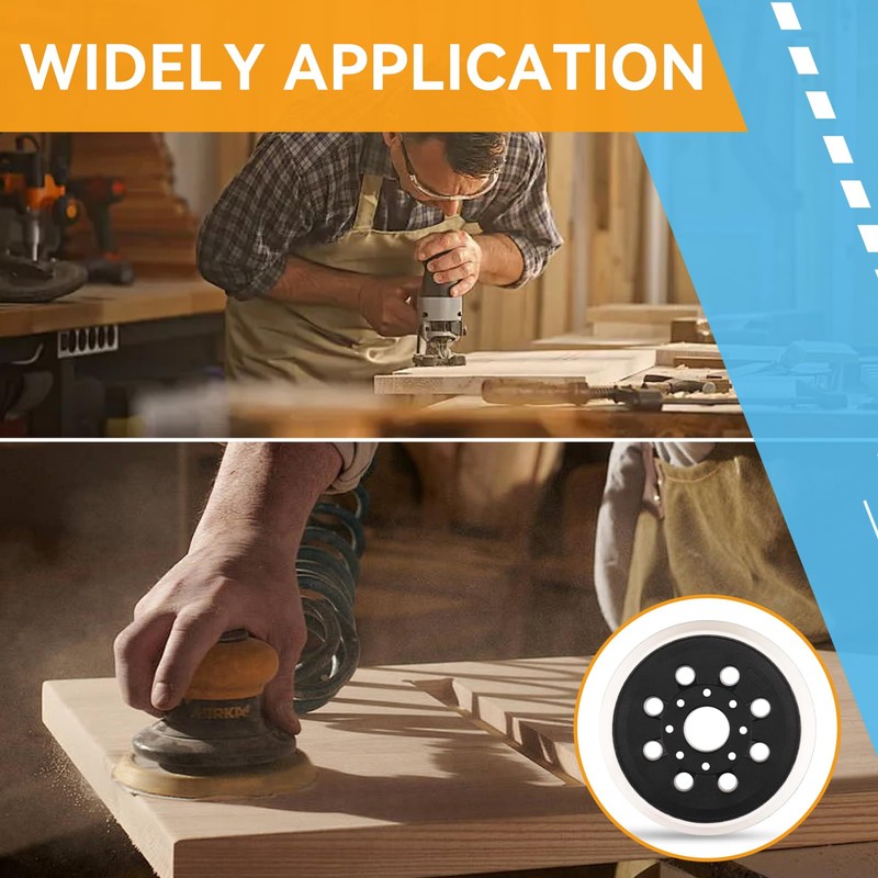 5 Inch 8 Hole Replacement Sander Backing Pad, Round Hook