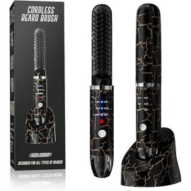 Alisador de barba para hombres, cepillo térmico inalámbrico para barba, peines calientes portátiles para barba, mini alisador de pelo iónico con 3 aju