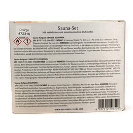Dresdner Essenz Sauna Set 3 x 20 ml Sauna Infusion Orange Rosemary Eucalyptus Menthol Ice Lime