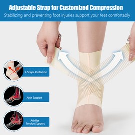 NuCamper Ankle Brace for Men Women (Pair), Adjustable Ankle Sleeve Compression Wrap with Straps, Ultra-thin Lightweight Foot Sleeves Ankle Support for Sports, Sprained, Plantar Fasciitis, Tendonitis