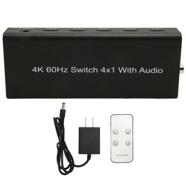 HD Multimedia Interface Switch 4K 4 in 1 4x1 HD Multimedia Interface Switcher with Remote Control for Laptops TVs 100‑240V US Plug