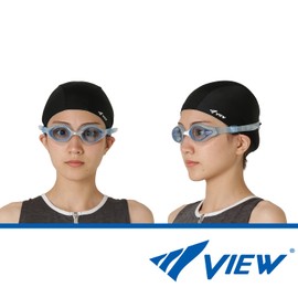 VIEW Swimming Goggle Set, Women's, Made in Japan, Goggles, Anti-Fog, 2-Piece Set, Clear Light Blue
