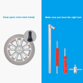 Riseuvo Riseuvo Valve Stem Puller Installer Tool - 10pcs TR412, 6pcs TR413, 6pcs TR414 Tire Snap in Short Rubber Valve Stem, 4 Way Valve Core Remover, Single Head Tire Valve Core Remover Installer Tool