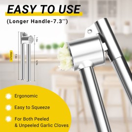 Knoblauchpresse Knoblauchwolf & Crusher Edelstahl Knoblauchpresse Set für Küche mit Bürste & Schäler, Küche für Knoblauch, Knoblauchpresse leicht zu reinigen Einfach zu drücken rostfrei (Medium - Set)