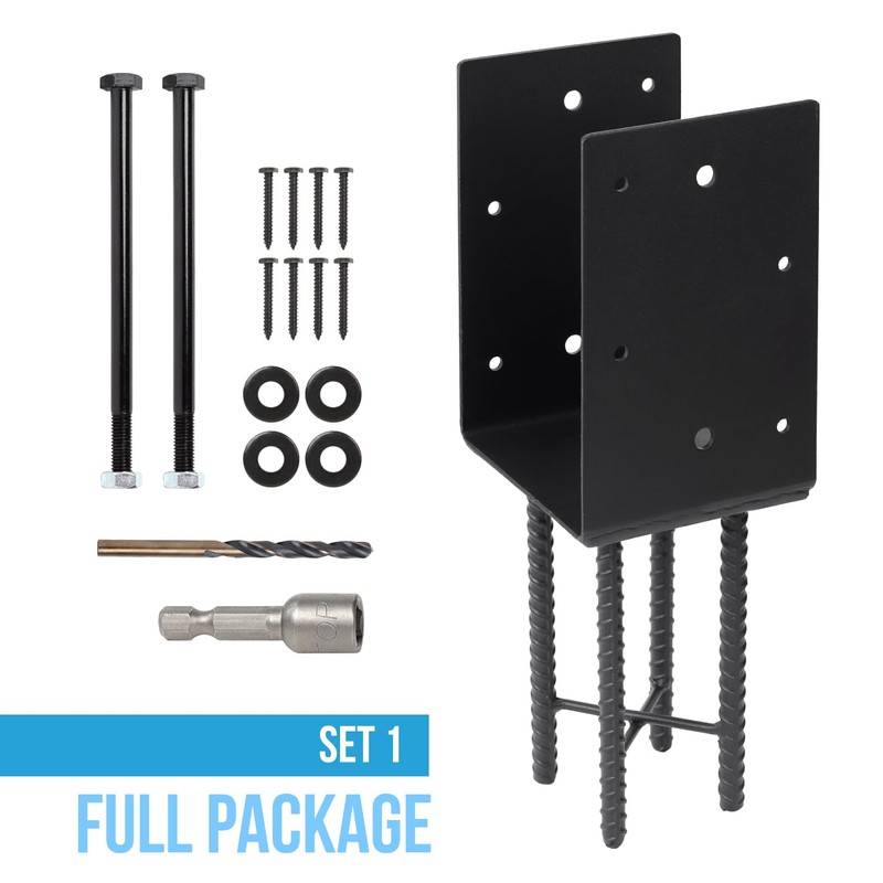 Heavy Duty U-Shape Metal Post Base Holder, 6''x6'' (Internal 5.5"x5.5"),