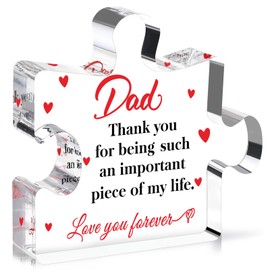 Jemo Dad Christmas Gifts from Daughter Son for Dad Stocking Stuffers Birthday Gifts Ideas - Appreciation Acrylic Puzzle Plaque for Home Office Table Desk Decor
