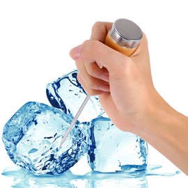 Ice Pick, Stainless Steel Wooden Handle, Breaks Up Ice, for Home Kitchen Restaurant Bar, Full Length 21.5cm/8.47inches Handle Length 9cm/3.54inches