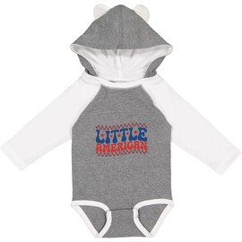 inktastic Little American Long Sleeve Creeper 12 Months Granite & White W Ears 45a77