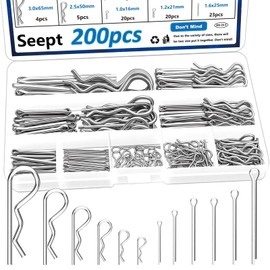 Seept 200Pcs 304 Stainless Steel Cotter Pins Assortment Kit - Hitch Pin Clips for Locking Systems | Ideal for Farm Tools, Tractor Implements, and Accessories