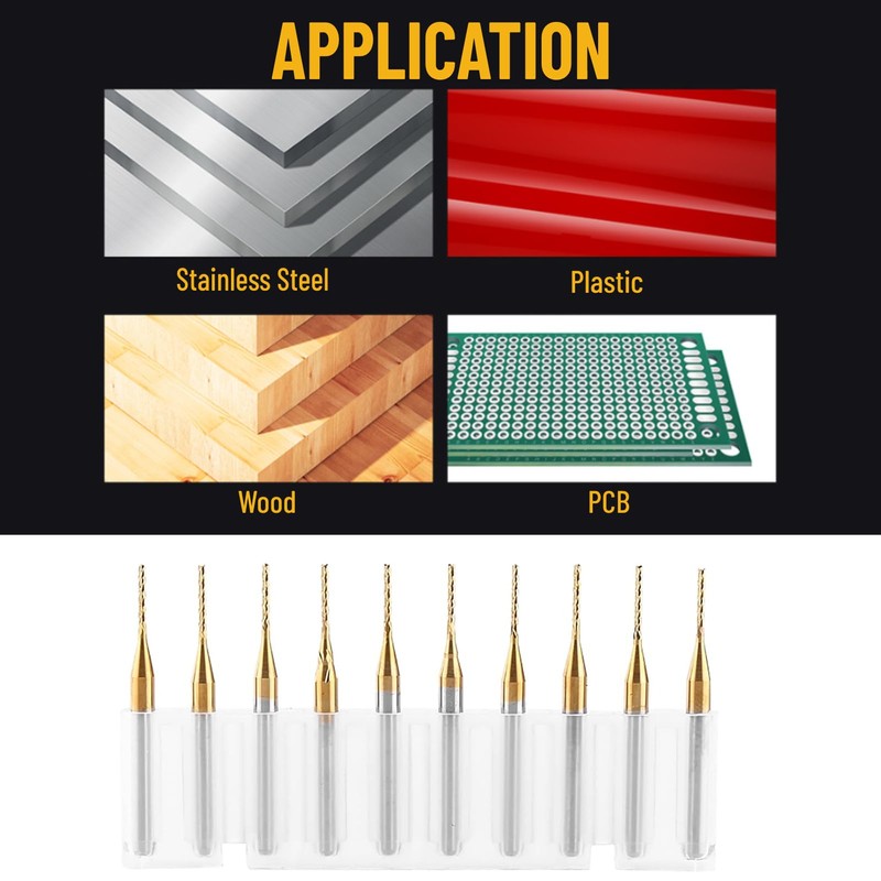 10pcs PCB End Mill Set Tungsten 1mm End Mill Carbide