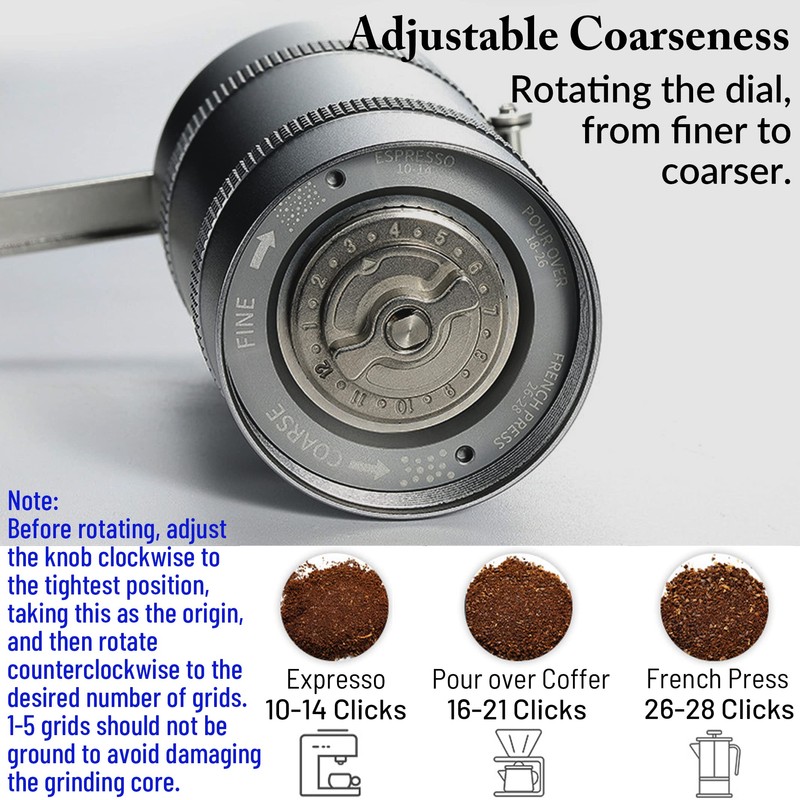 CAMPINGMOON - Molinillo de café manual para camping, acero inoxidable,