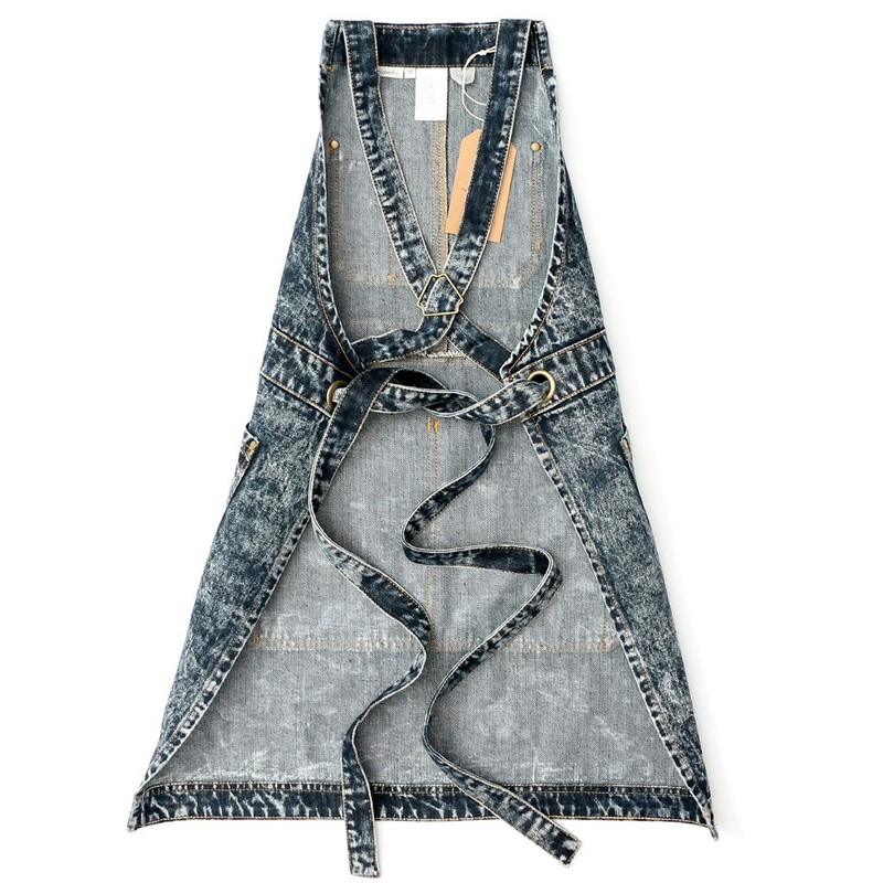 Jeanerlor Denim Work Shop Cross Back Aprons with Pockets for