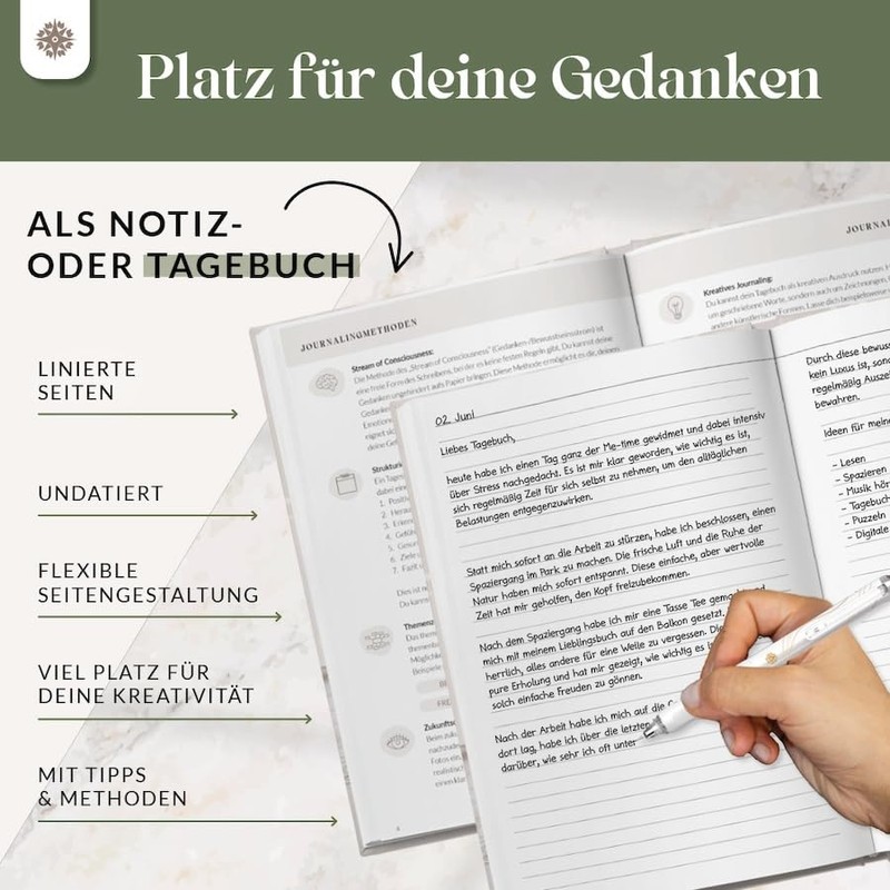 Lebenskompass® Gedankenmeer - Thought Diary "Peace" - Diary for Adults