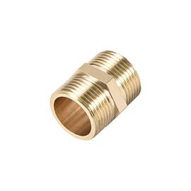 sourcing map Brass Pipe Fitting Connector Straight Hex Nipple Coupler 3/4 x 3/4 G Male Thread Hose Fittings Gold Tone