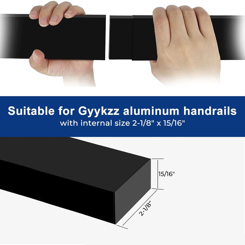 Gyykzz Black Extension Connector for Aluminum Handrail, 120mm x 53mm