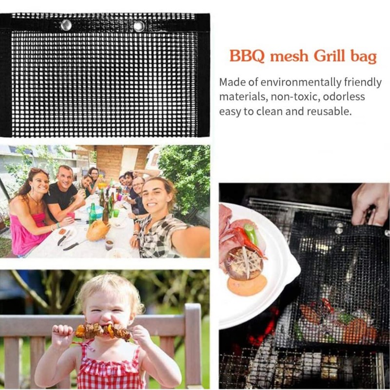 AIMALL Non-Stick BBQ Grilling Bags,BBQ Grilling Mesh Reusable PTFE Mesh