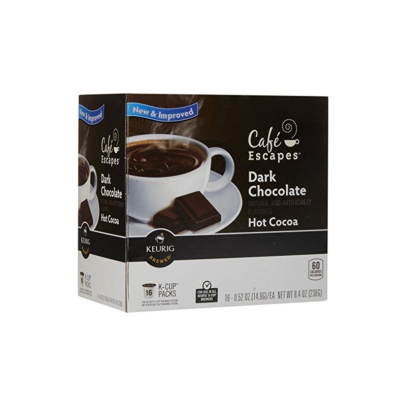 Cafe Escapes Dark Chocolate Hot Cocoa Keurig K-Cups, 16 Count
