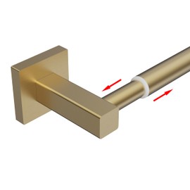 Miroamz Adjustable Towel Bar, 14.4inch - 25.2inch Towel Rack, Wall Mounted for Bathroom, Kitchen Hand Towel Holder Cloths Hanger SUS 304 Stainless Steel Organizer Single Bar (Gold)