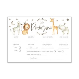 The Little Party Company Baby Shower Game - Pack of 10 Baby White Safari Prediction Cards (BSWHITESAFPRED10)