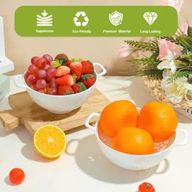 4 Pack Small Colander for Kitchen White Mini Plastic Strainer Dish Safe for Veggies Berry Fruits Food 7.87 x 7.87 x2.83 Inch Dishwasher Safe