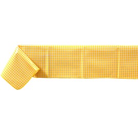 Alux Gingham Oilcloth Tablecloth - Yellow - Plastic Vinyl PVC - Mantel de Plastico - Mexican Oilcloth Tablecloth (55 x 70 Inch Rectangle)